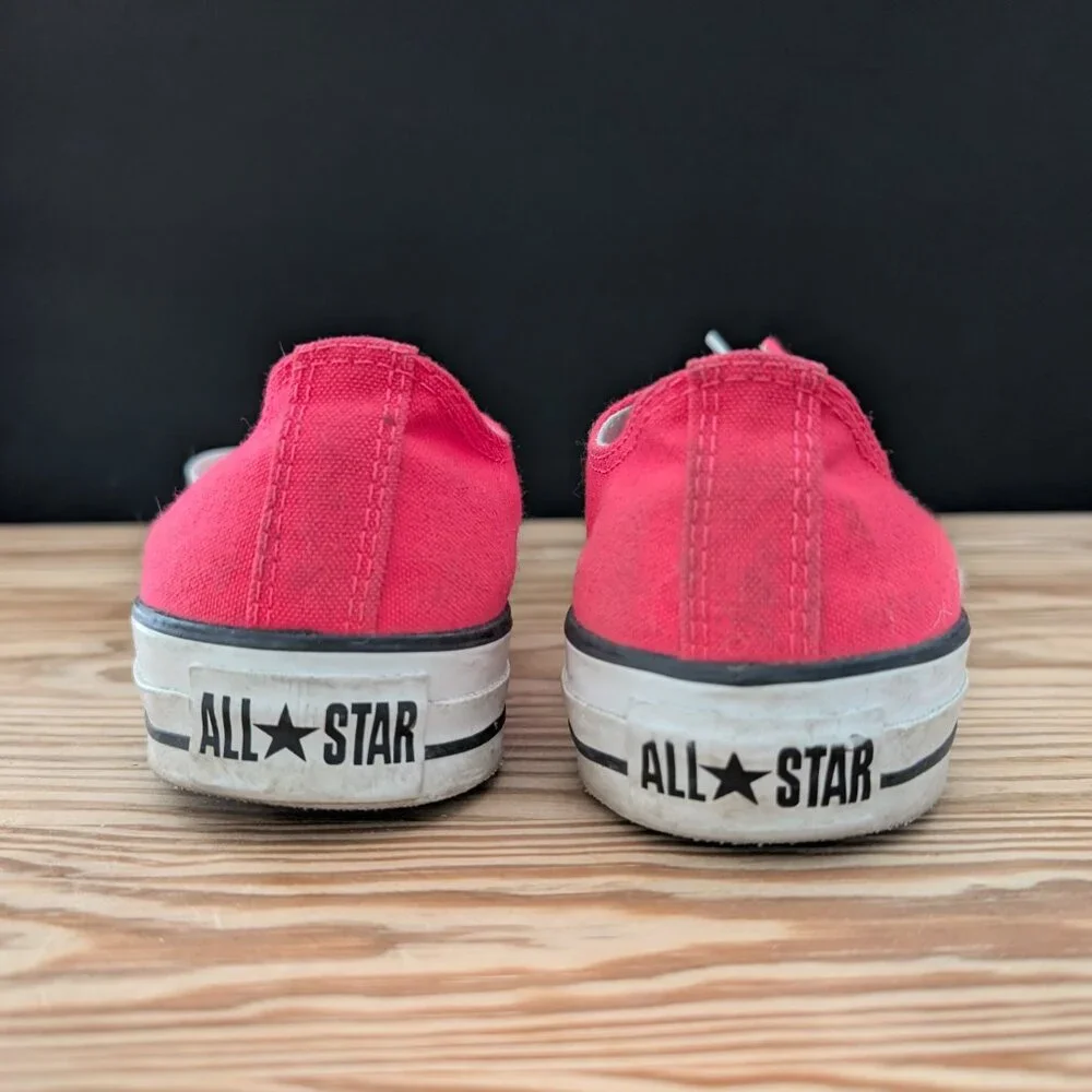 Neon Pink Low Top Chucks with Double Tongue - Picture 2 of 6